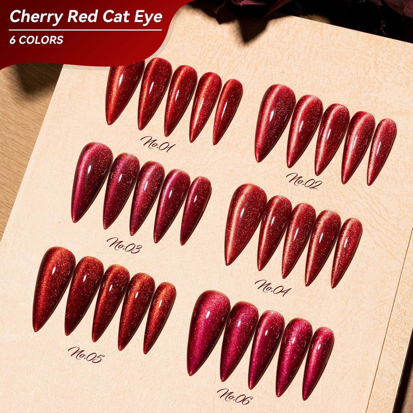 iPrincess Red Cateyes - 6 Colors Plus Color Sample