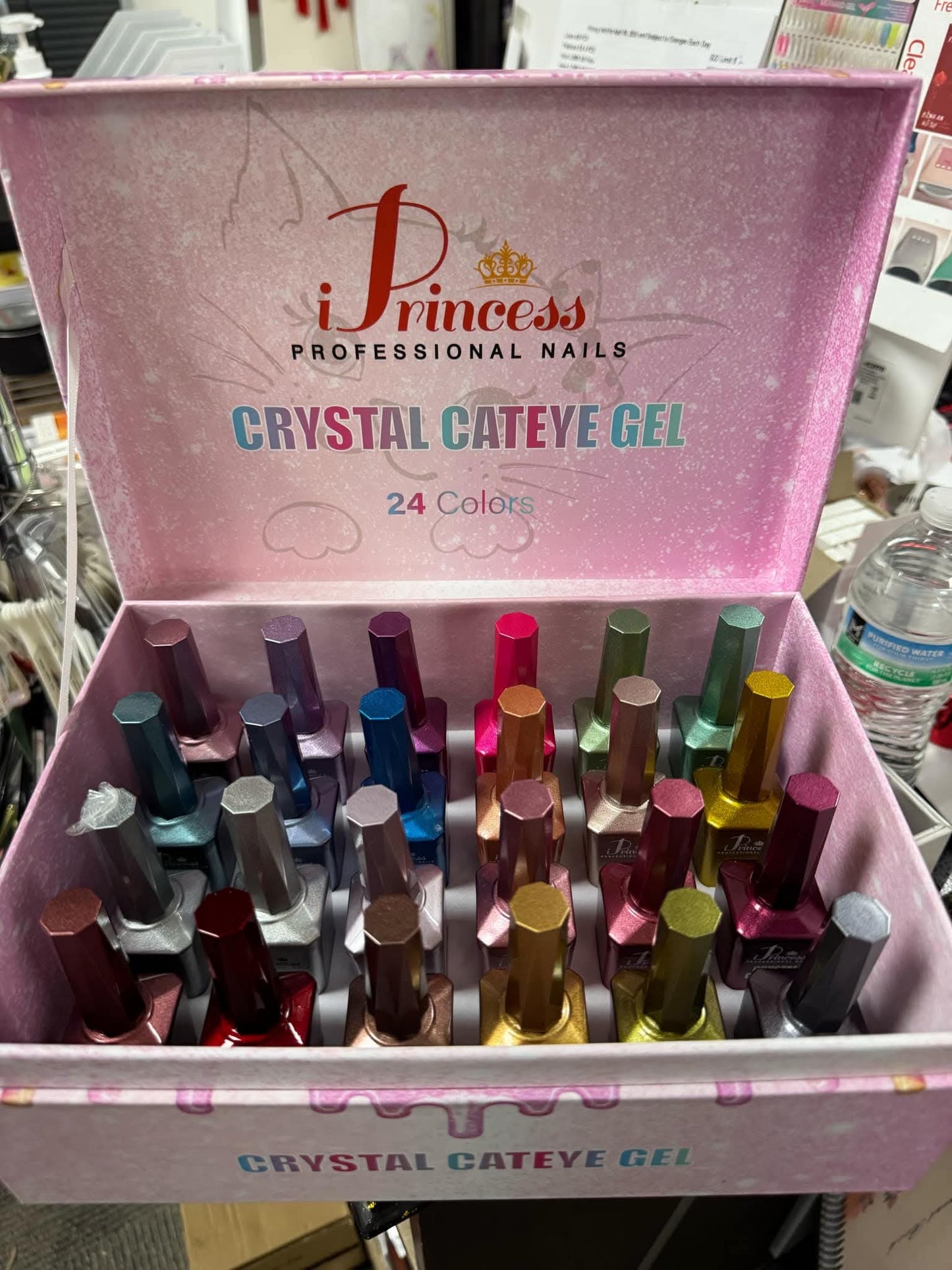 iPrincess Crystal Cateyes Gel Only Collection Kit : 24 Colors with 2 Sample Book - Free Shipping