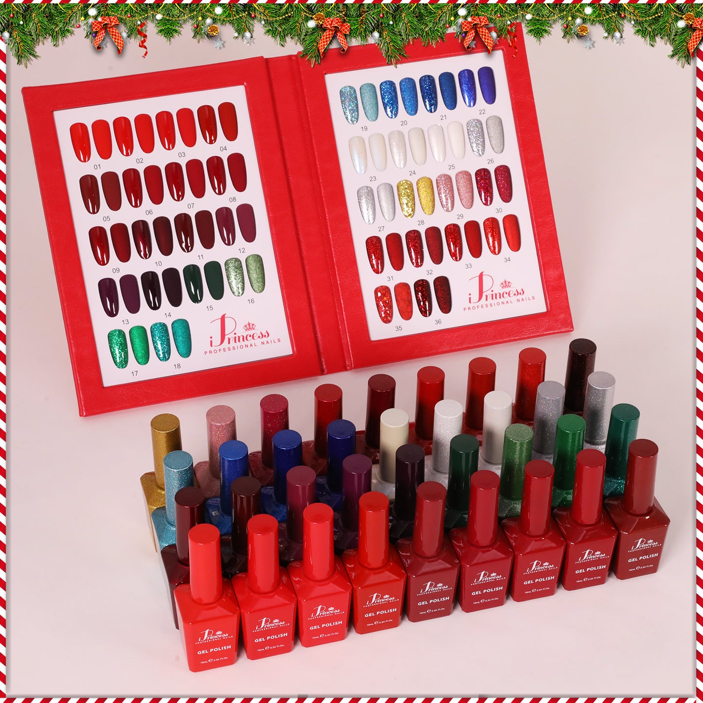 iPrincess Christmas Gel Only Collection Kit : 36 Colors with 1 Sample Book - Free Shipping