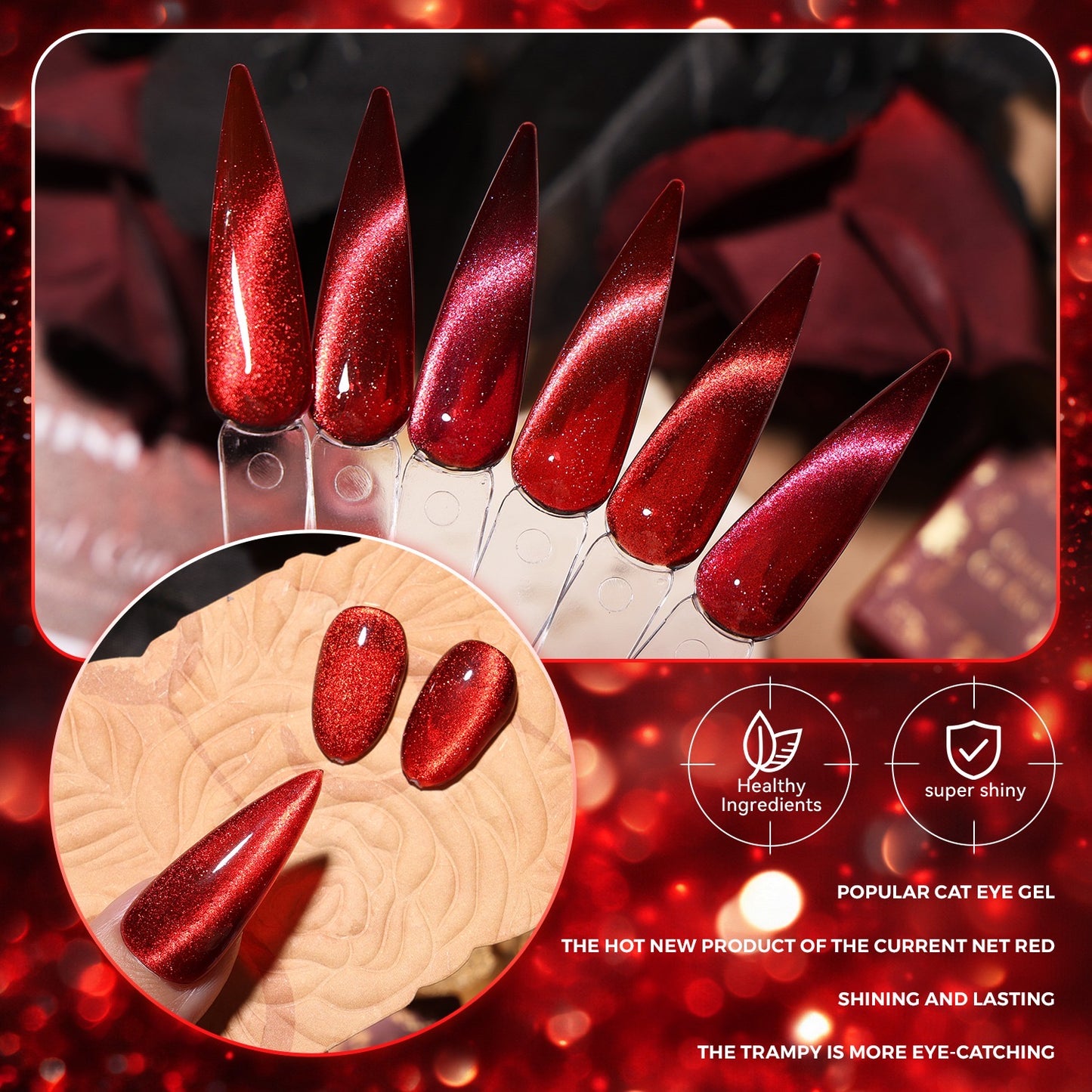 iPrincess Red Cateyes - 6 Colors Plus Color Sample