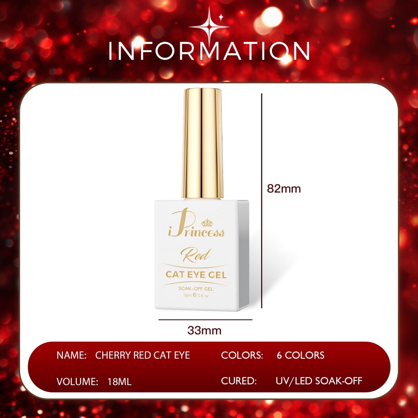 iPrincess Red Cateyes - 6 Colors Plus Color Sample