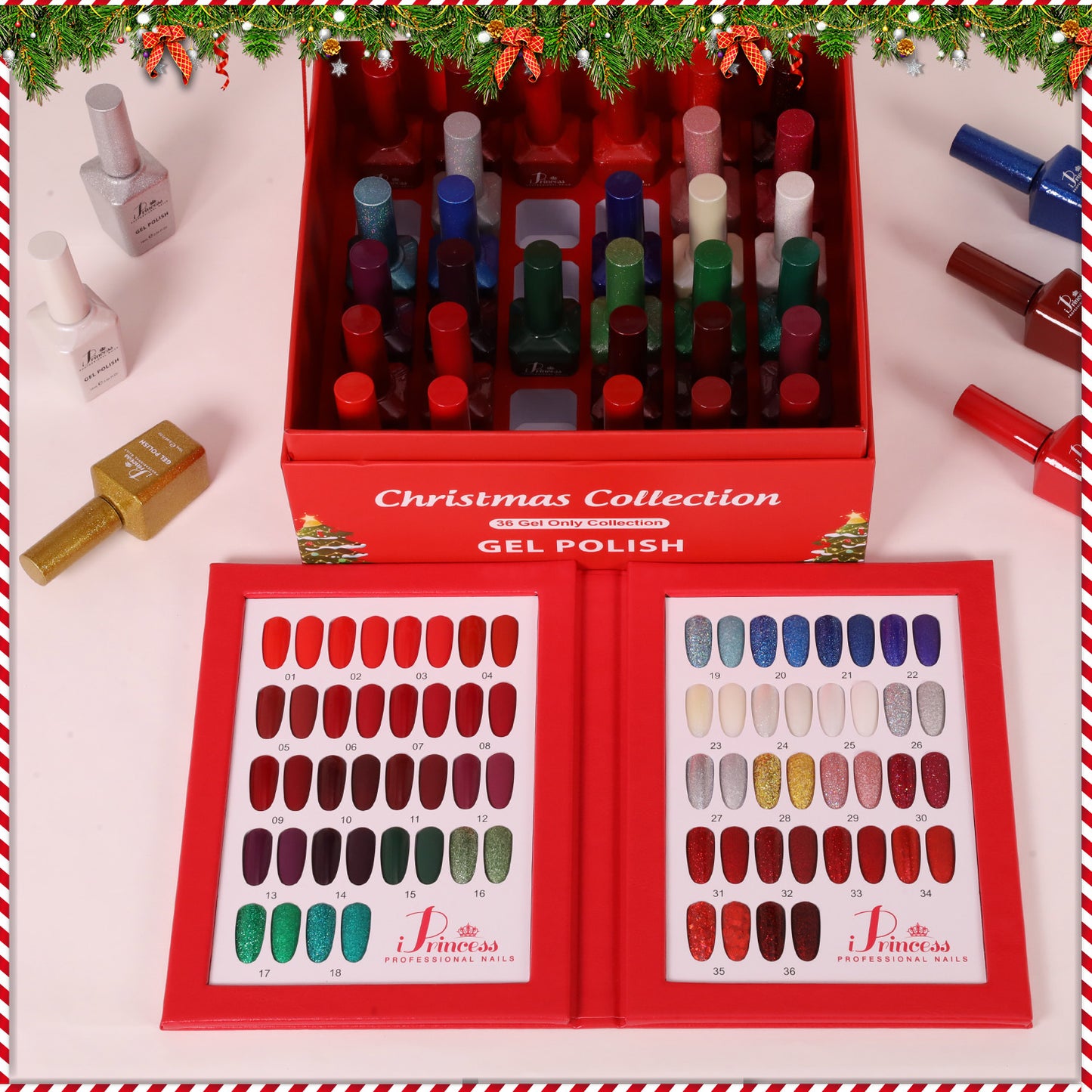 iPrincess Christmas Gel Only Collection Kit : 36 Colors with 1 Sample Book - Free Shipping