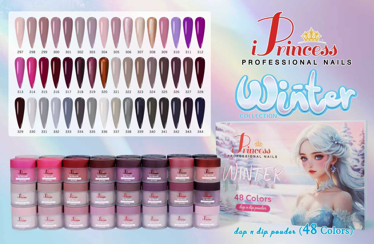 iPrincess Winter 3 in 1 Gel, Polish n Powder Collection : 48 Colors with 3 Sample Book : Free Shipping