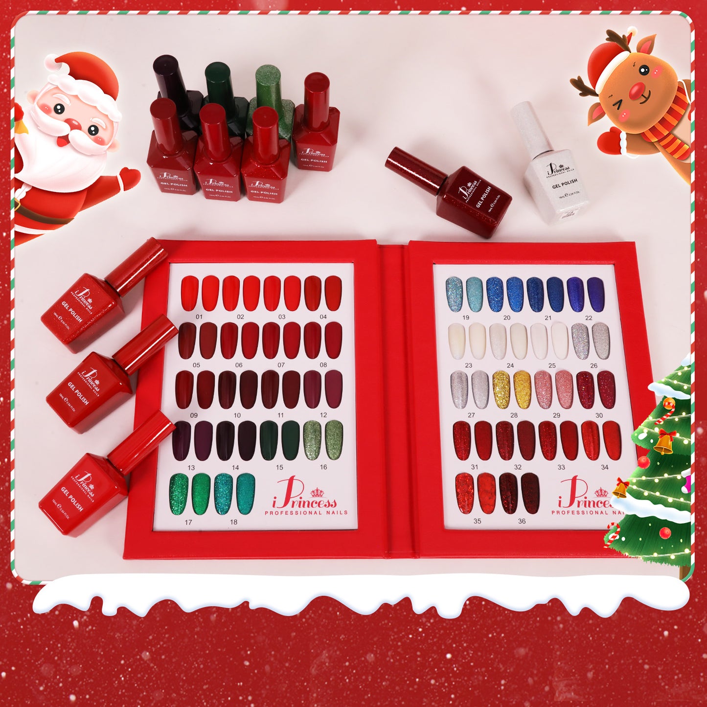 iPrincess Christmas Gel Only Collection Kit : 36 Colors with 1 Sample Book - Free Shipping