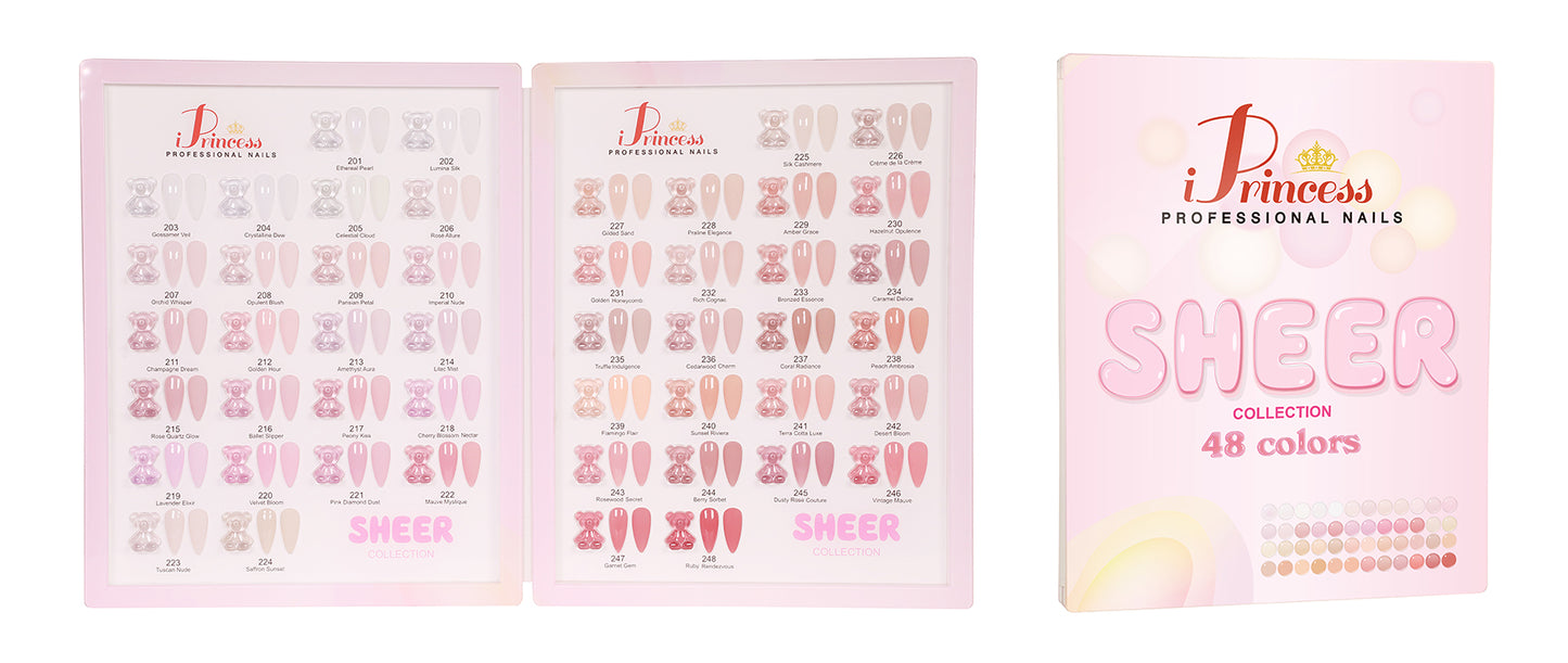 iPrincess Sheer Gel Only Collection Kit : 48 Colors with 1 Sample Book - Free Shipping