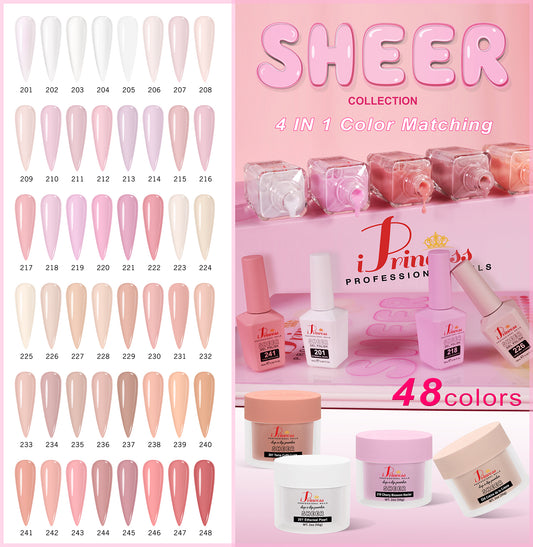iPrincess Sheer 3 in 1 Gel, Polish n Powder Collection : 48 Colors with 3 Sample Book : Free Shipping