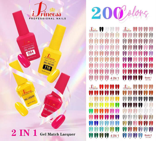 iPrincess TPO/HEMA Free Duo Gel n Polish 0.5oz : 200 Colors Collection : Free 2 Sample Book