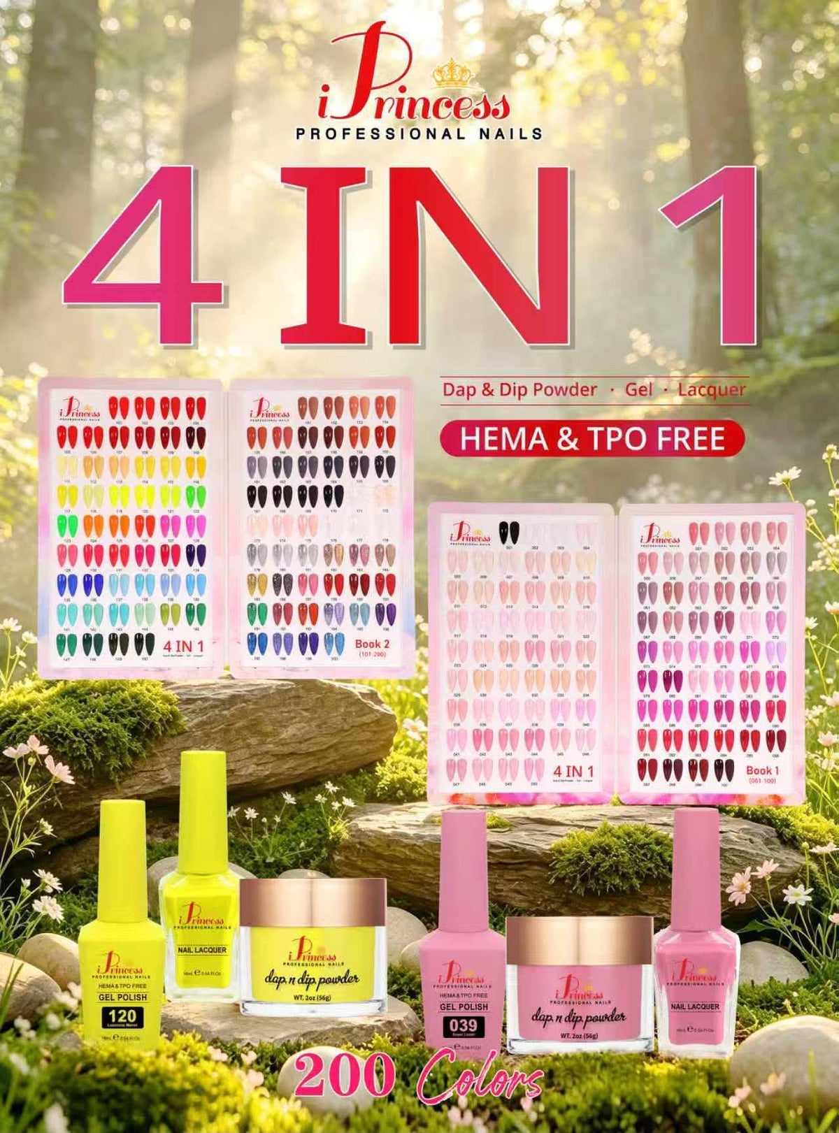 iPrincess TPO/HEMA Free Duo Gel n Polish 0.5oz & Powder 2oz : 200 Colors Collection Special