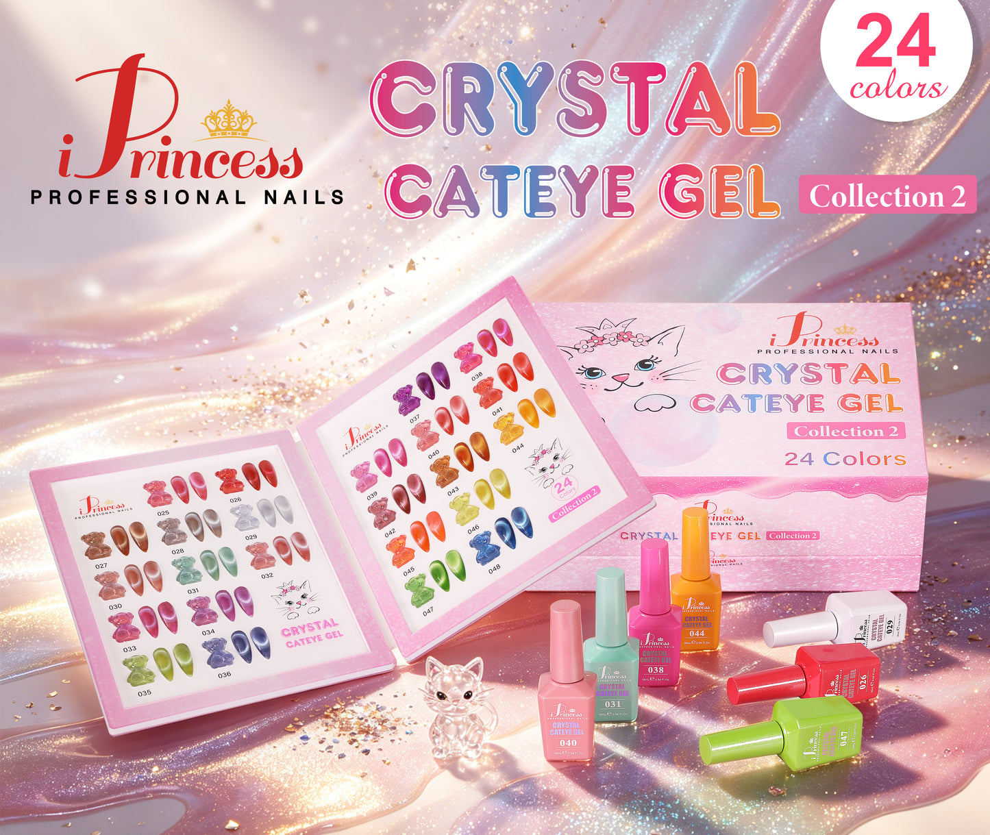 iPrincess Crystal Cateyes Gel 25-48 Only Collection 2 Kit : 24 Colors with 1 Sample Book - Free Shipping (Copy)