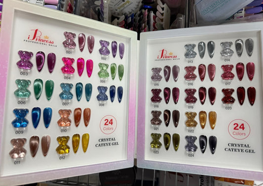 iPrincess Crystal Cateyes Gel Only Collection Kit : 24 Colors with 2 Sample Book - Free Shipping