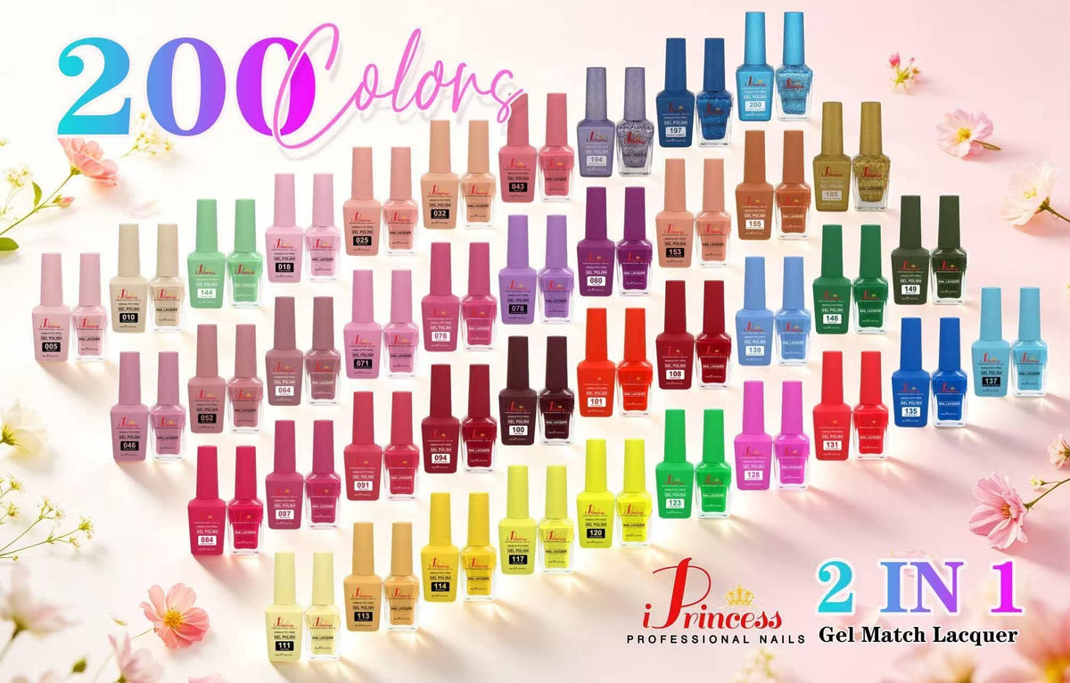 iPrincess TPO/HEMA Free Duo Gel n Polish 0.5oz : 200 Colors Collection : Free 2 Sample Book
