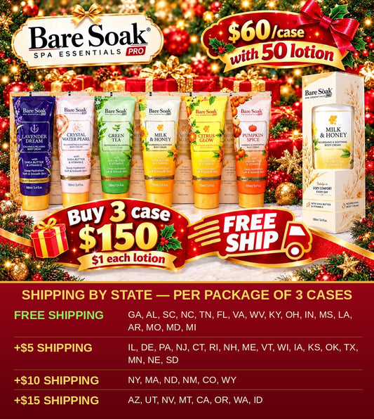 BareSoak Gift Lotion : 100ml/3.4oz : 150 Tubes (Choose 3 Scents : 50 Each) : Free Shipping Selected States