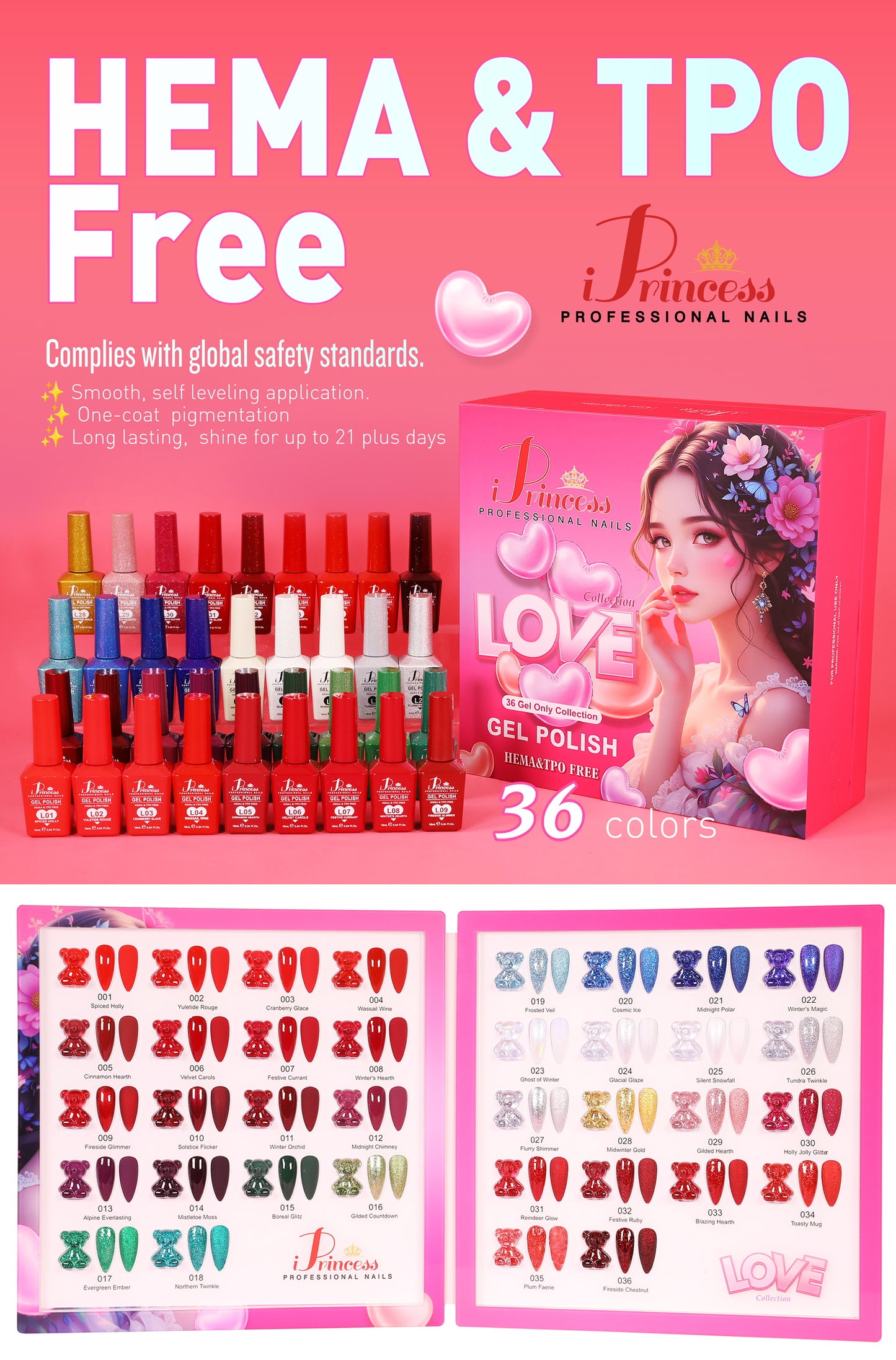 iPrincess Love Gel Only Collection Kit : 36 Colors with 2 Sample Book - Free Shipping