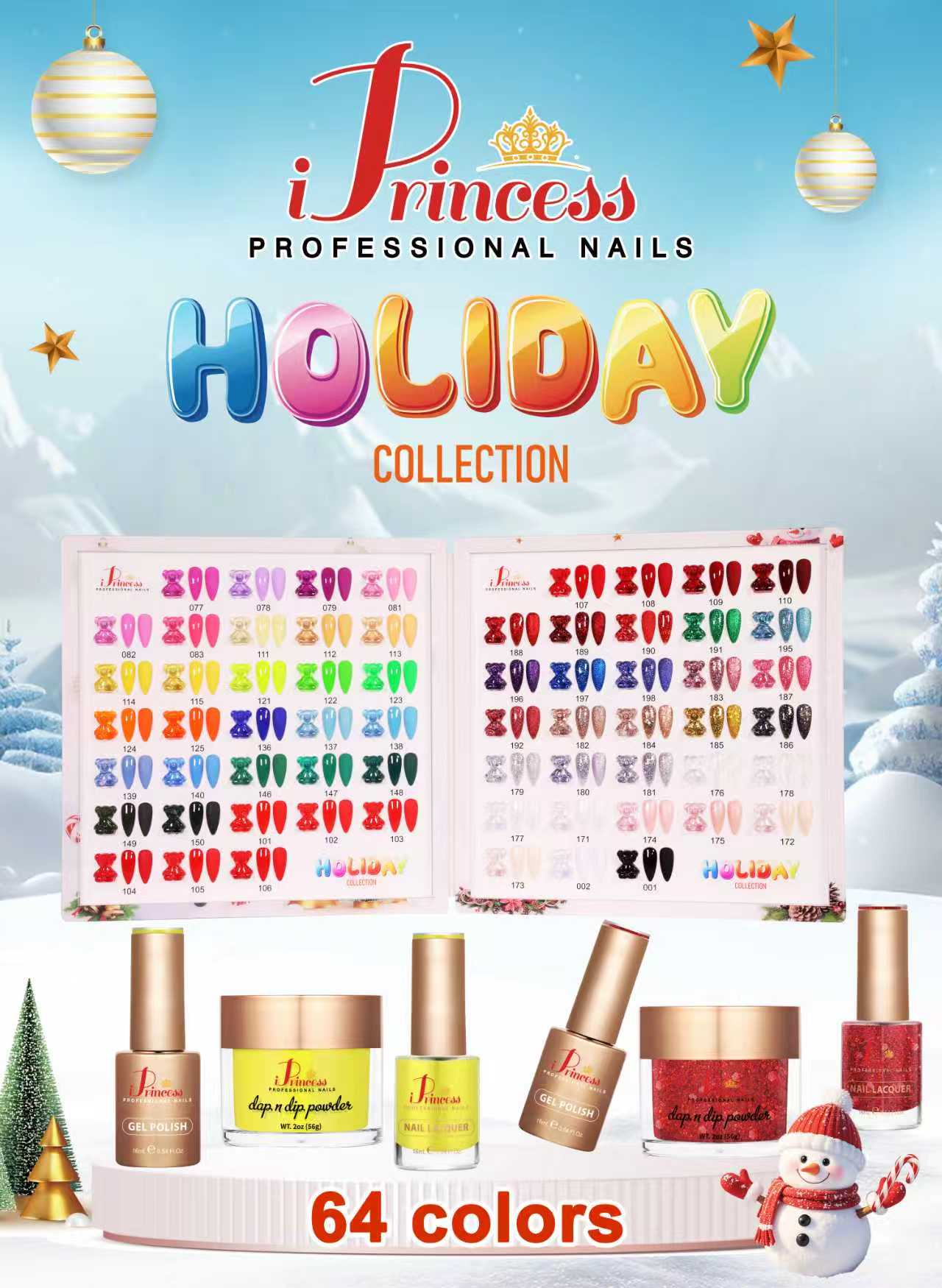 iPrincess Duo Gel n Polish 0.5oz Only : 64 Colors Holiday Collection