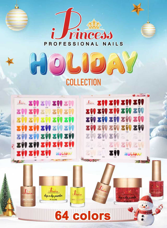 iPrincess Duo Gel n Polish 0.5oz & Powder 2oz : 64 Colors Holiday Collection
