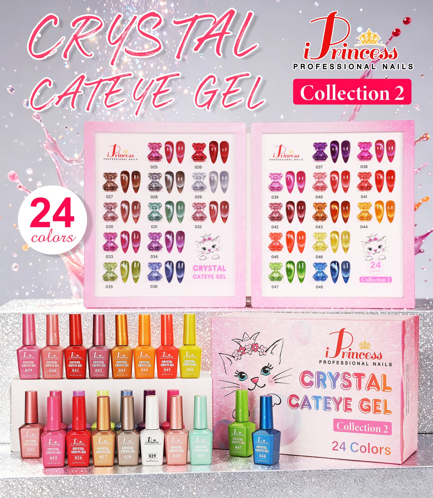 iPrincess Crystal Cateyes Gel 25-48 Only Collection 2 Kit : 24 Colors with 1 Sample Book - Free Shipping (Copy)