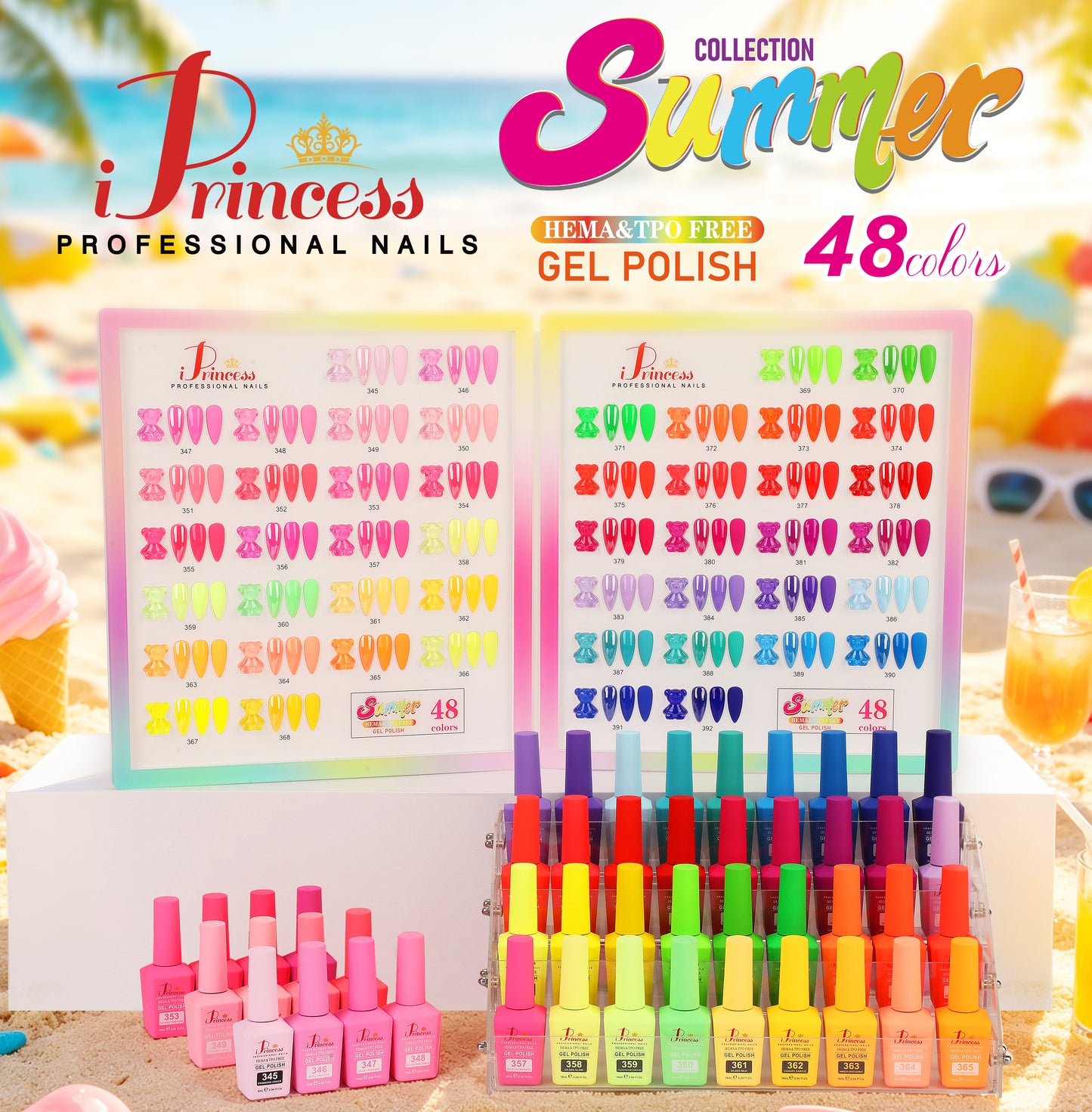 iPrincess Summer Gel Only Collection Kit : 48 Colors with 1 Sample Book - Free Shipping